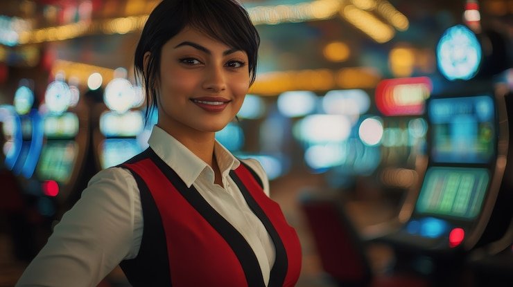 Meja Blackjack sihoki bernuansa merah